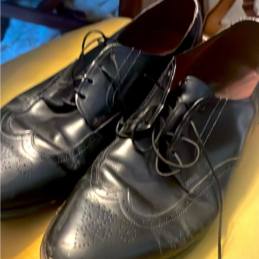 ALLEN EDMONDS Oxfords Long Wing Tip Black 11 Made in USA Pics